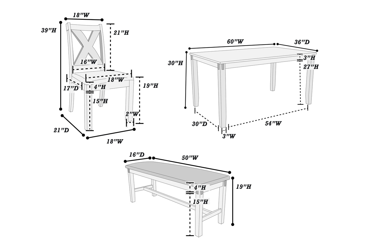 F2297 - 6-Pcs Dining Set
