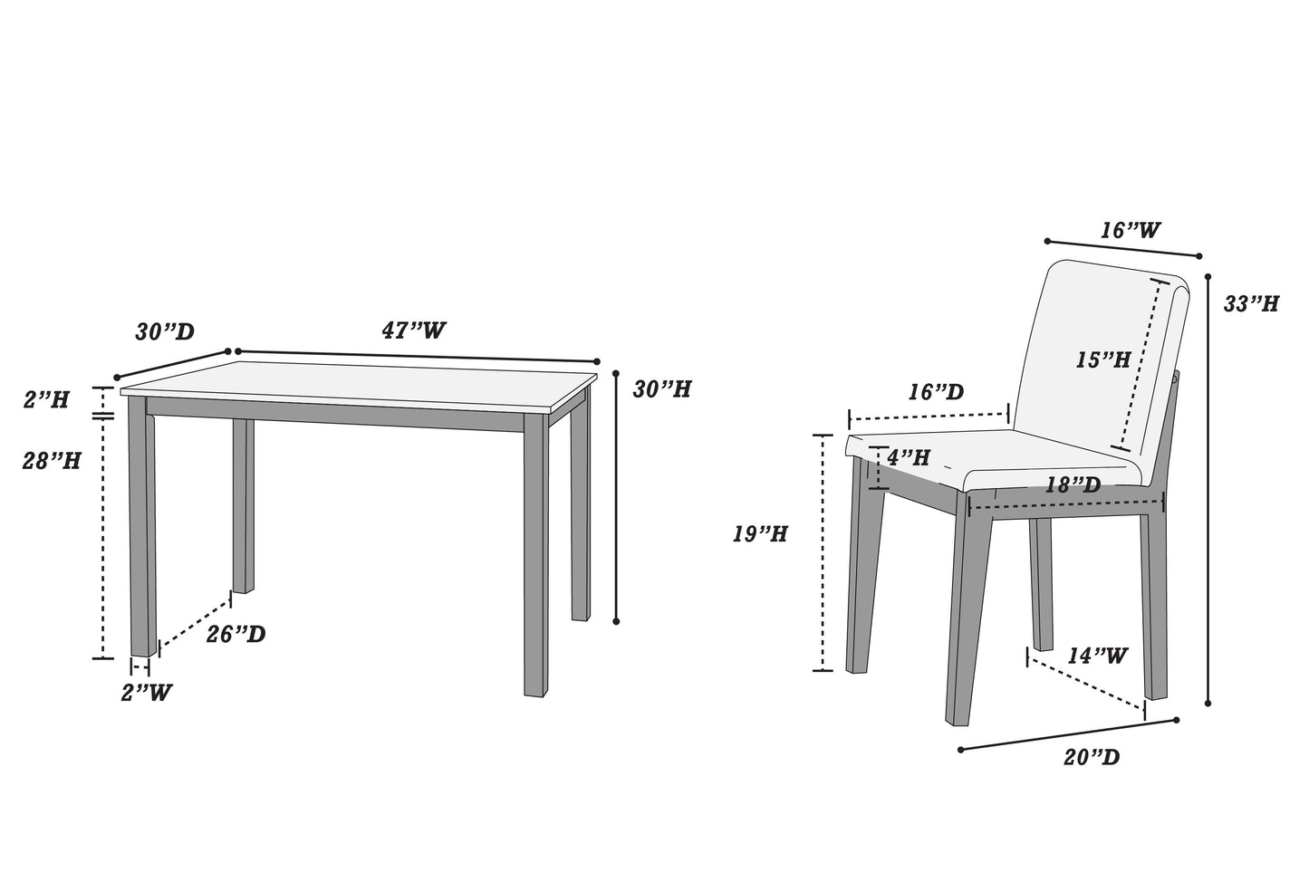 F2612- 5 Piece Dining Set