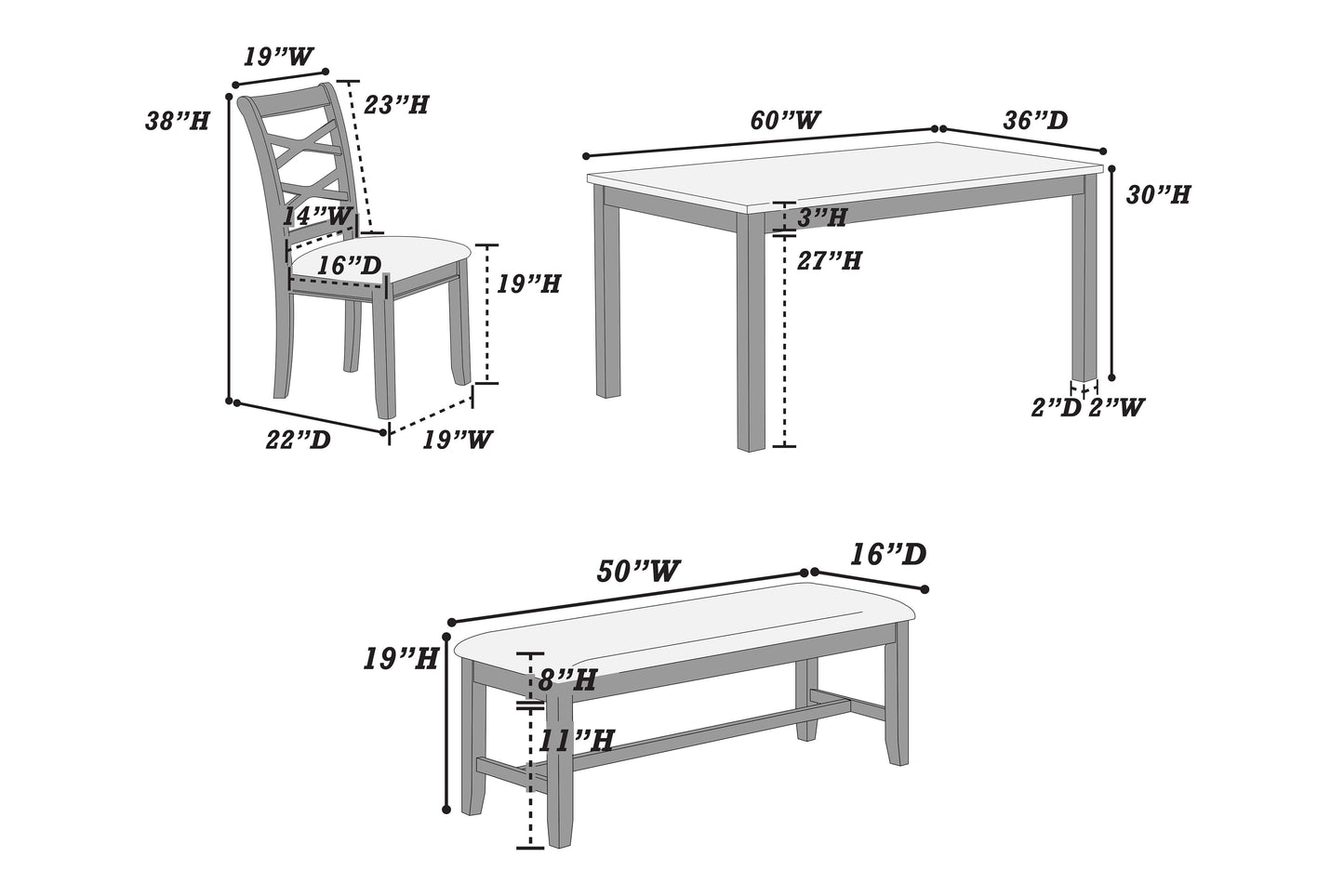 F2623 - 6-Pcs Dining Set