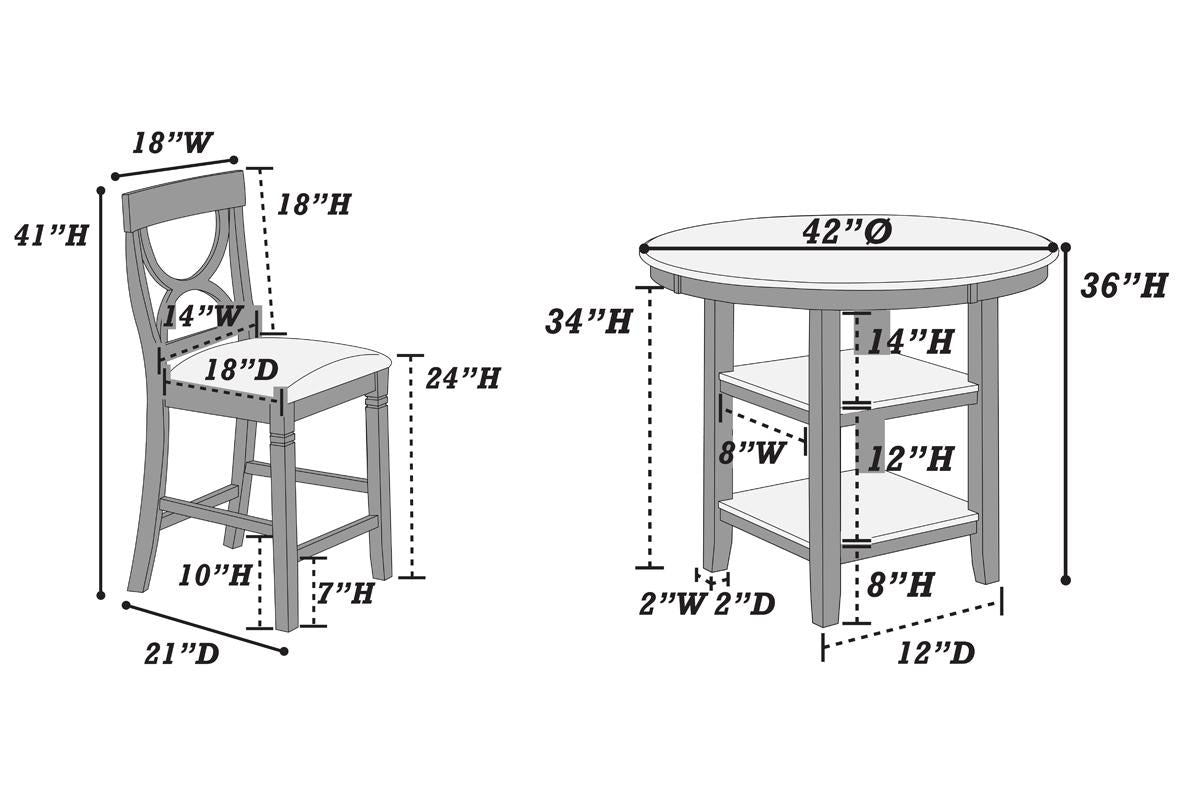 F2626- 5-Pcs Counter Height Dining Set