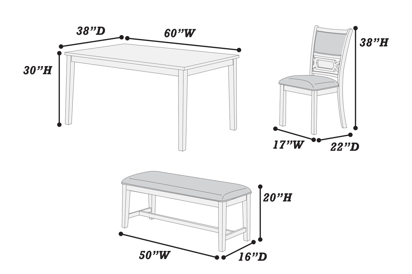 F2634 6-Pcs Dining Set