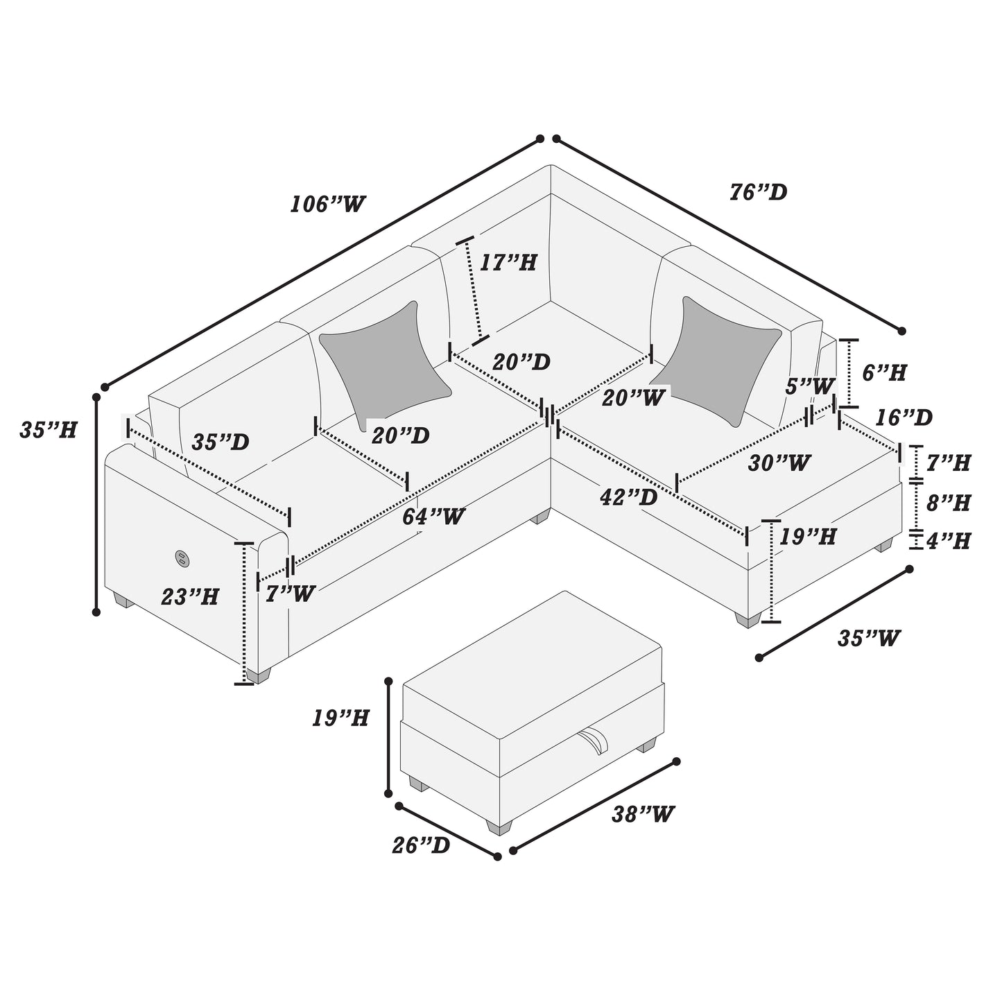 F8452 - 3 Piece Sectional Set