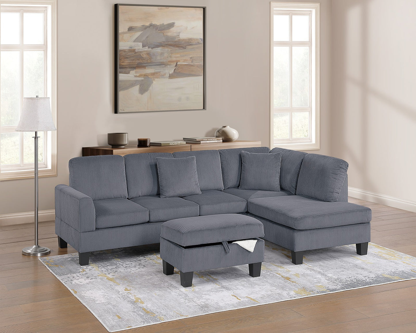 F8473 3-Piece Sectional Set W/ Ottoman