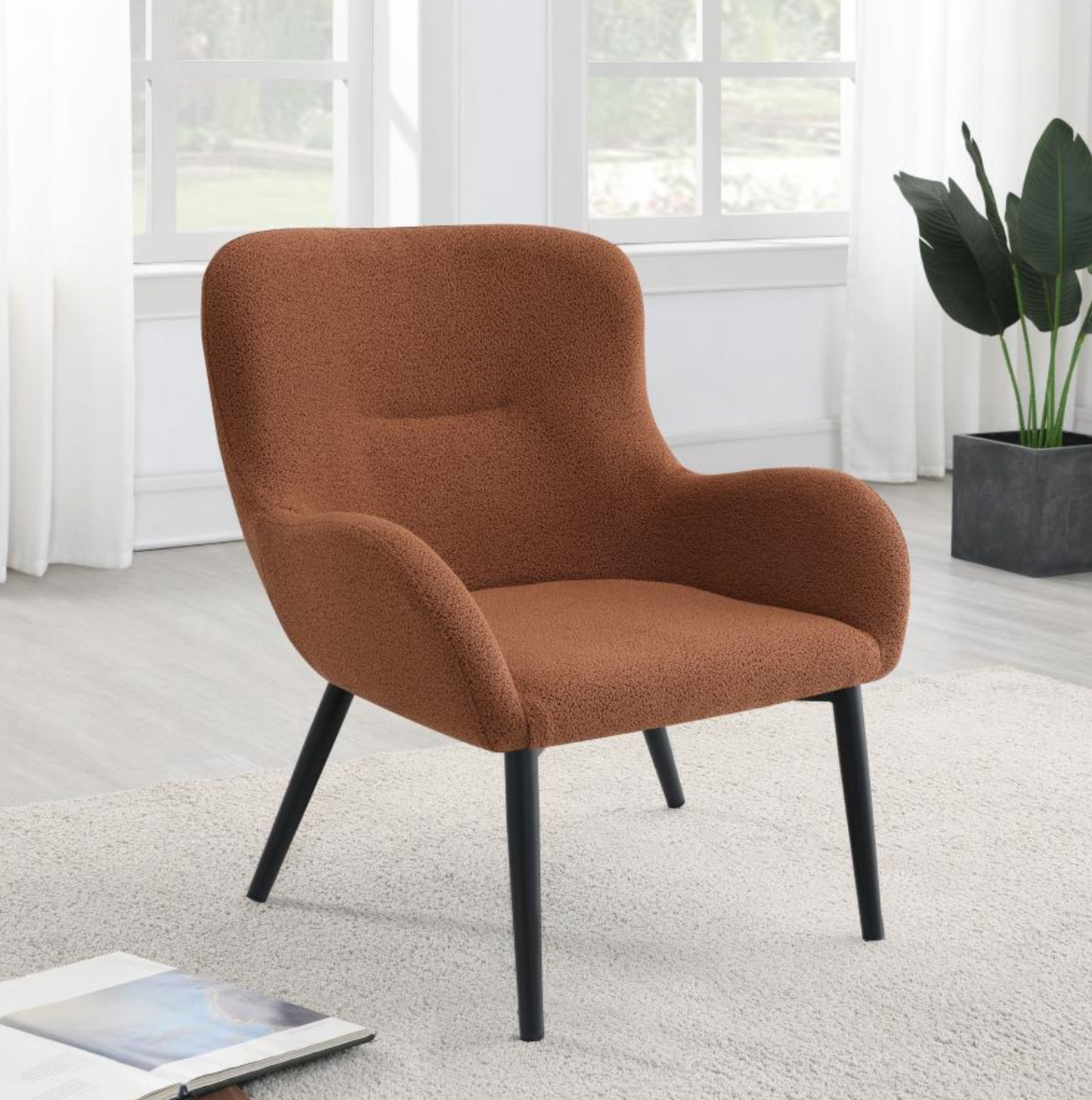 902471 -Calvin Upholstered Modern Arm Accent Chair Rust