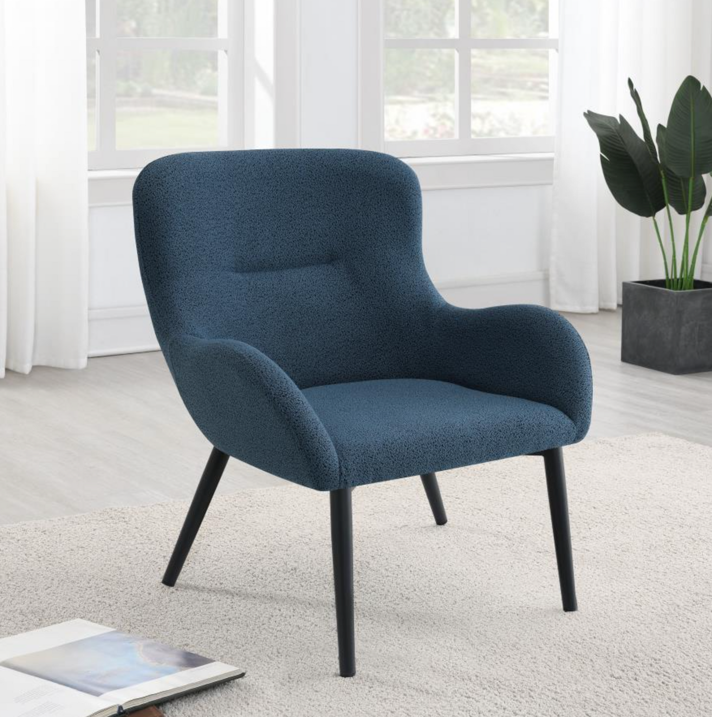 902472 -Calvin Upholstered Modern Arm Accent Chair Aegean Blue
