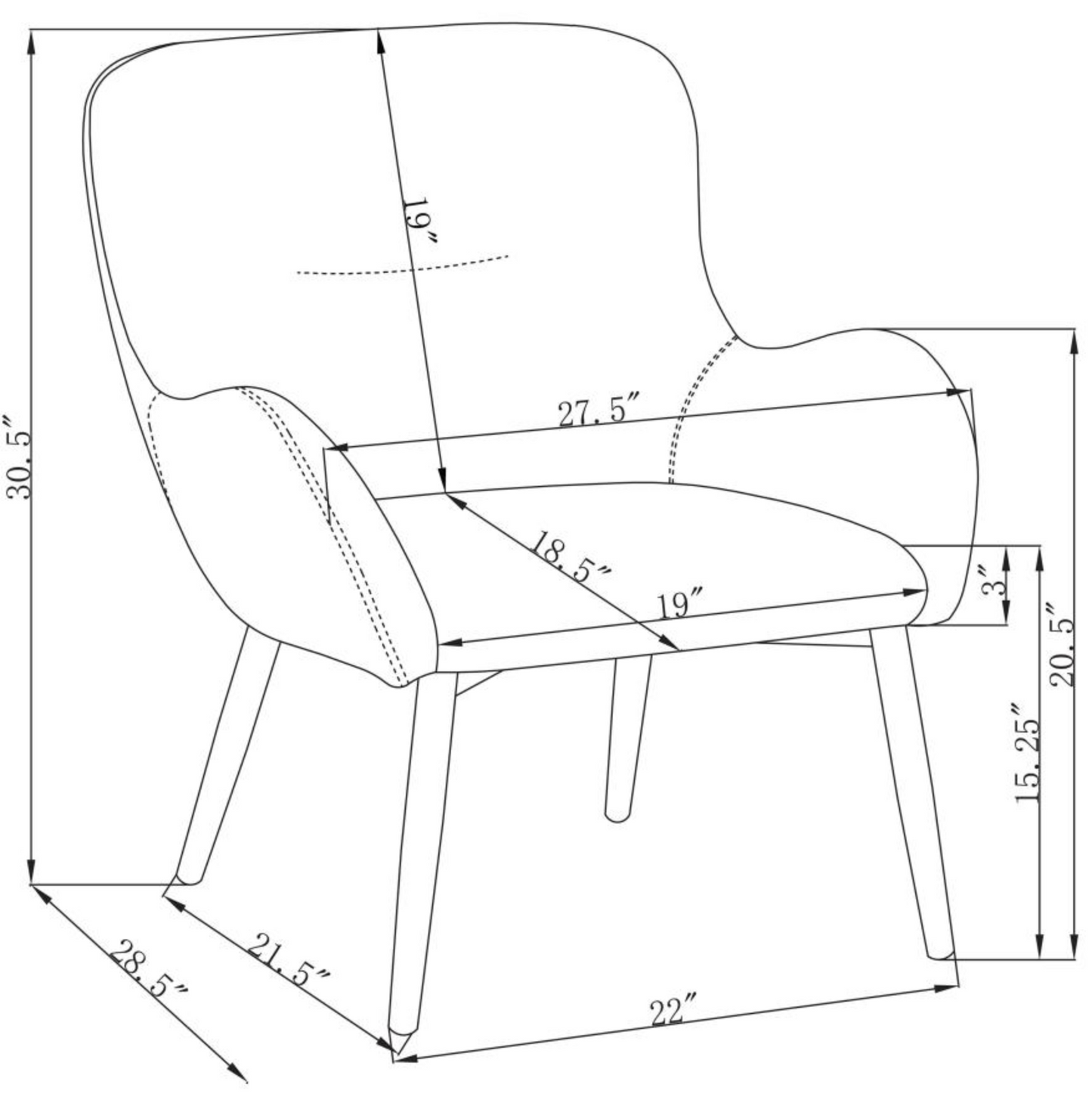 902472 -Calvin Upholstered Modern Arm Accent Chair Aegean Blue