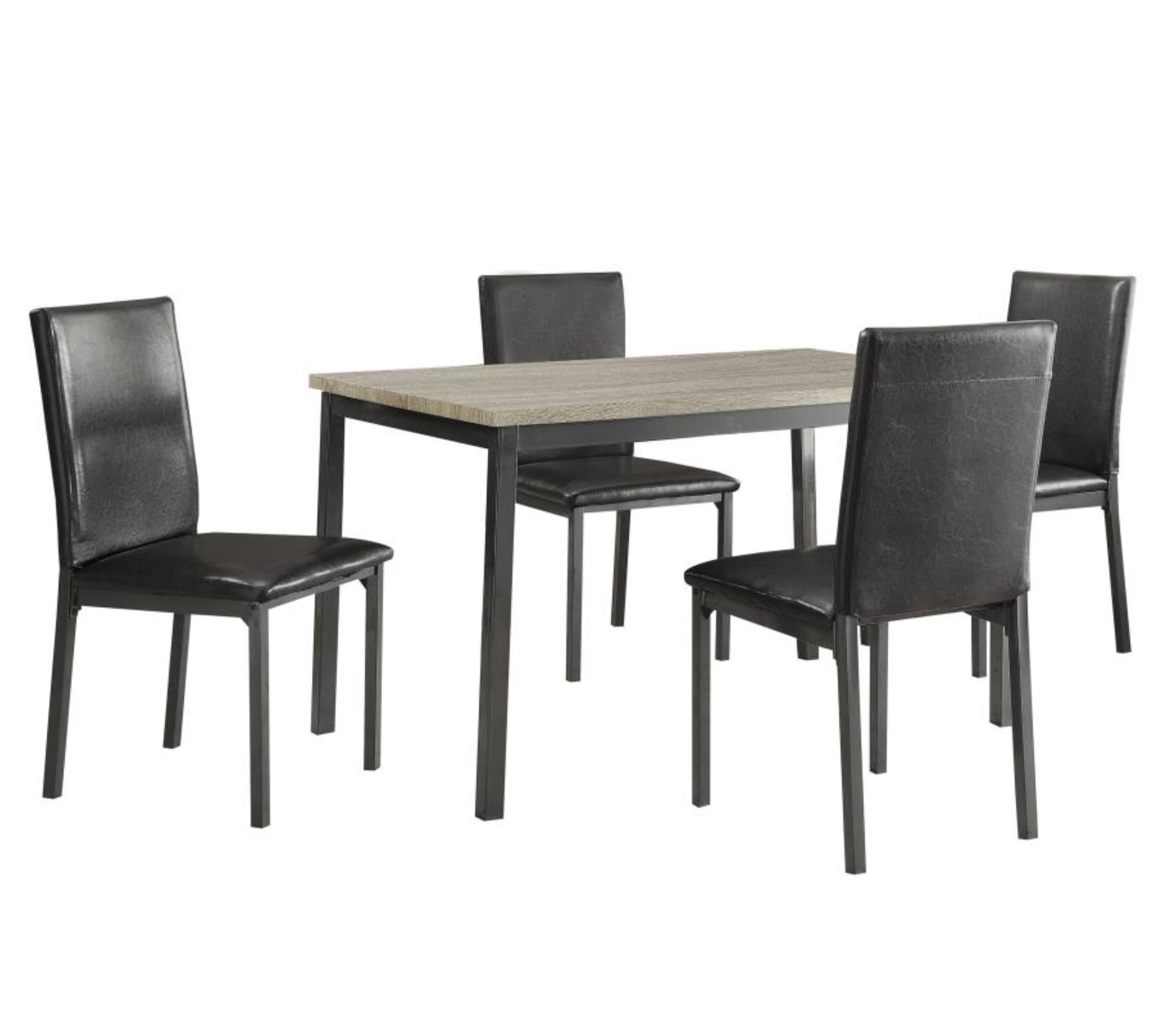 100611-S5 -Garza 5-piece Rectangular Dining Table Set Black