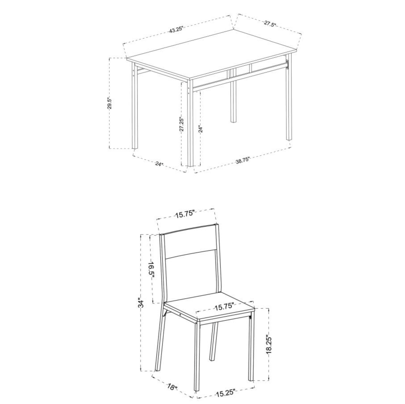 Lana 5-piece Rectangular Dining Set