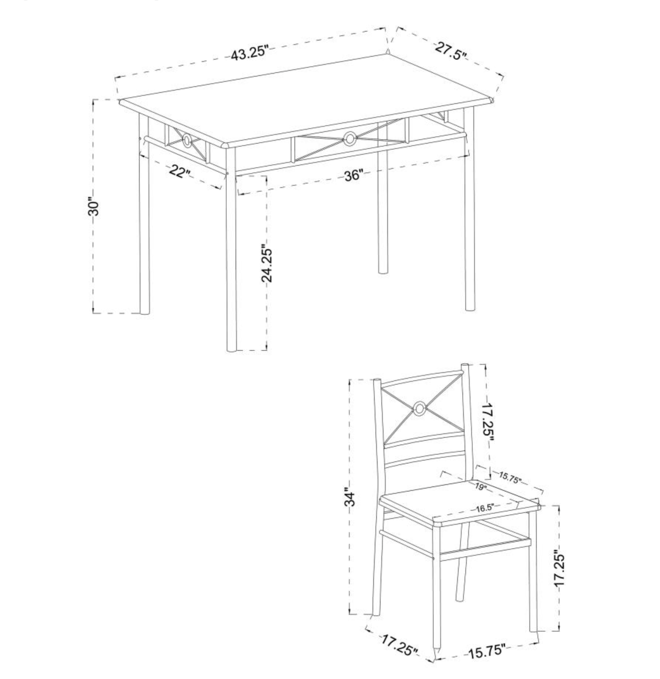 Anna 5-pc Dining Table Set