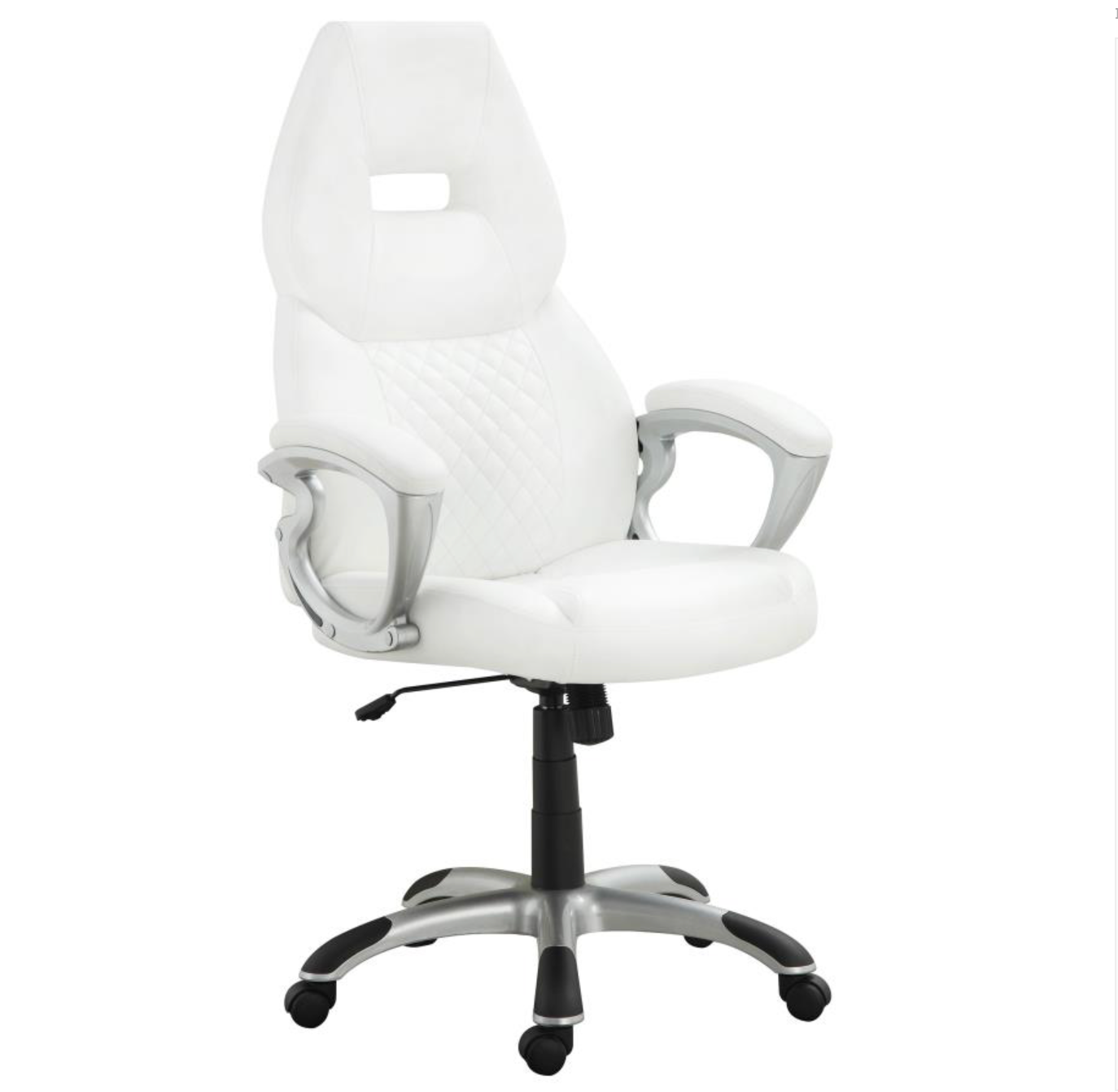 800150- Bruce Upholstered Adjustable Home Office Desk Chair White