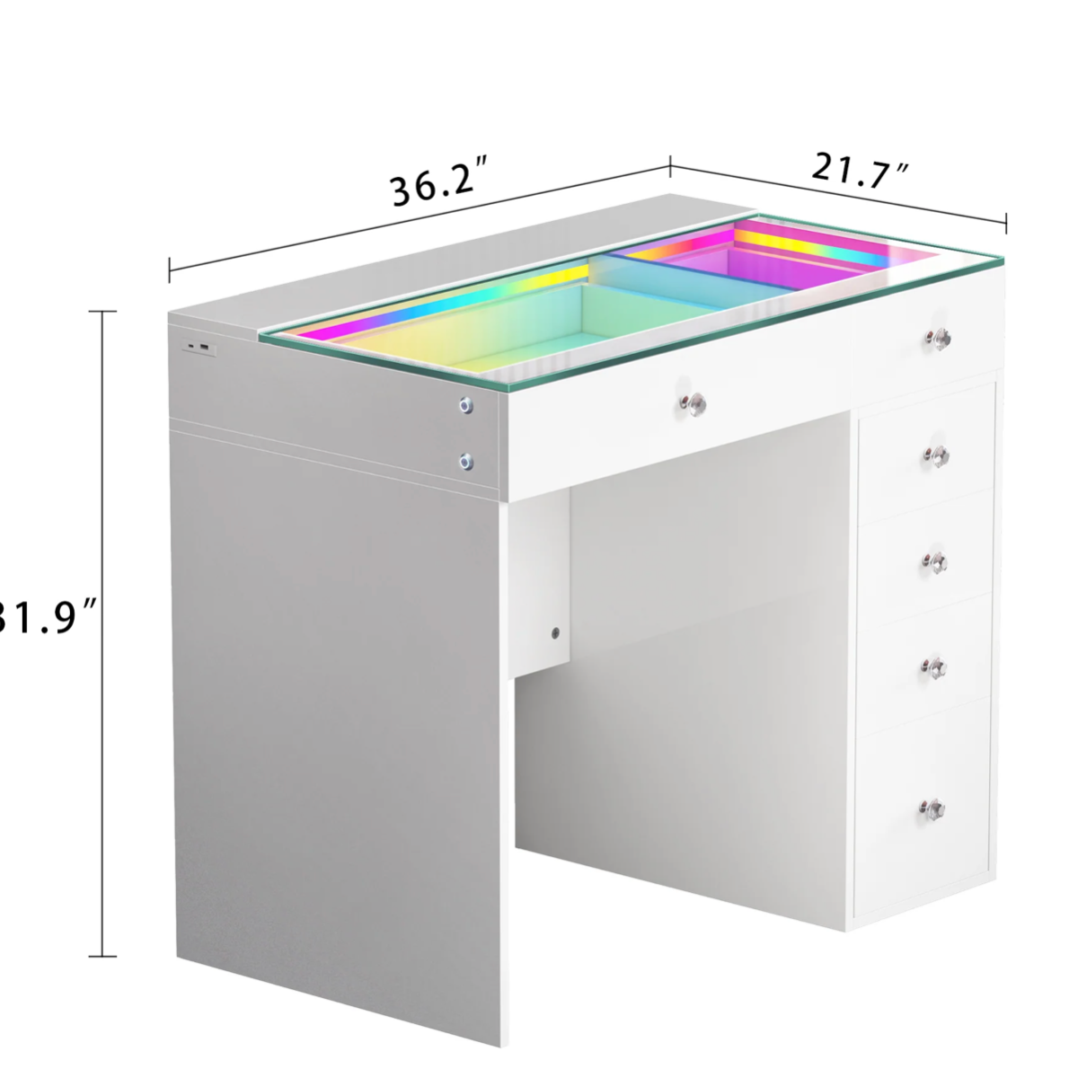 VANITII Diana Vanity Desk- 6 Storage Drawers