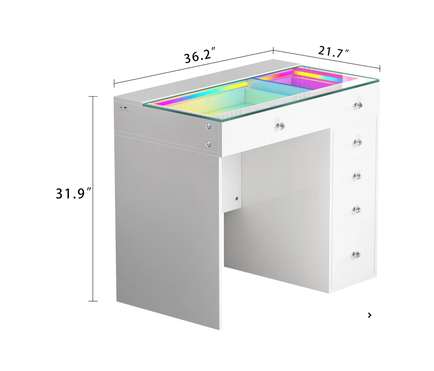 VANITII Diana Vanity Desk- 6 Storage Drawers