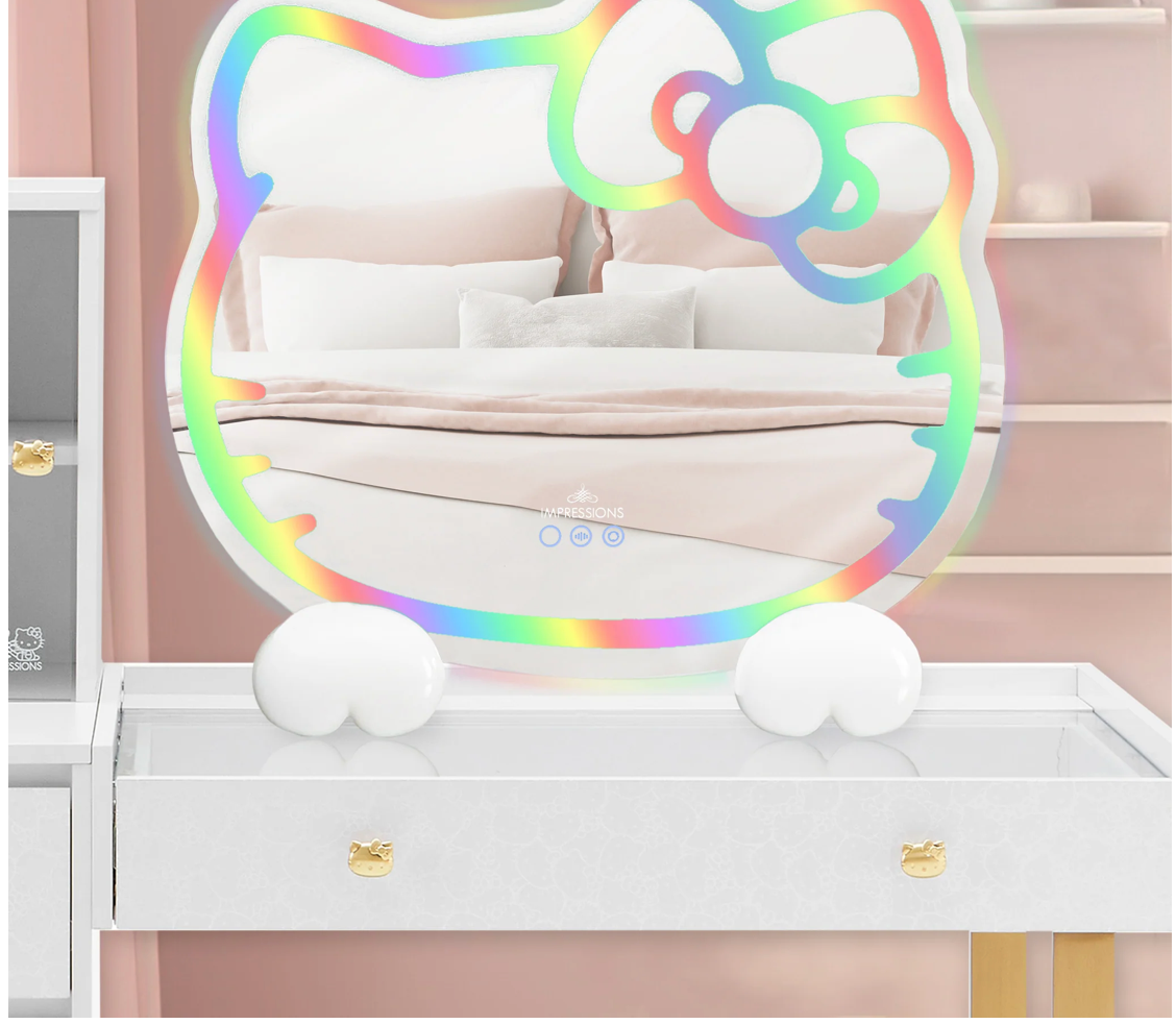 Hello Kitty ® RGB Wall Mirror 2.0 W/ Bluetooth Speakers and Specialty Base