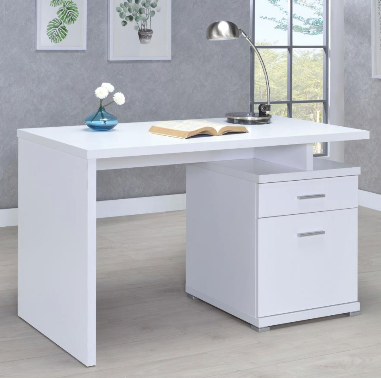 800110-Irving 47-inch 2-drawer Office Computer Desk White