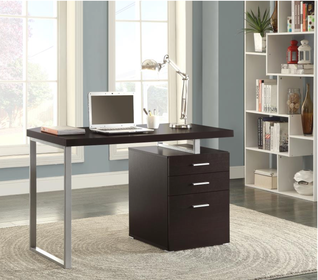 800519- Brennan 47-inch 3-drawer Office Computer Desk Cappuccino