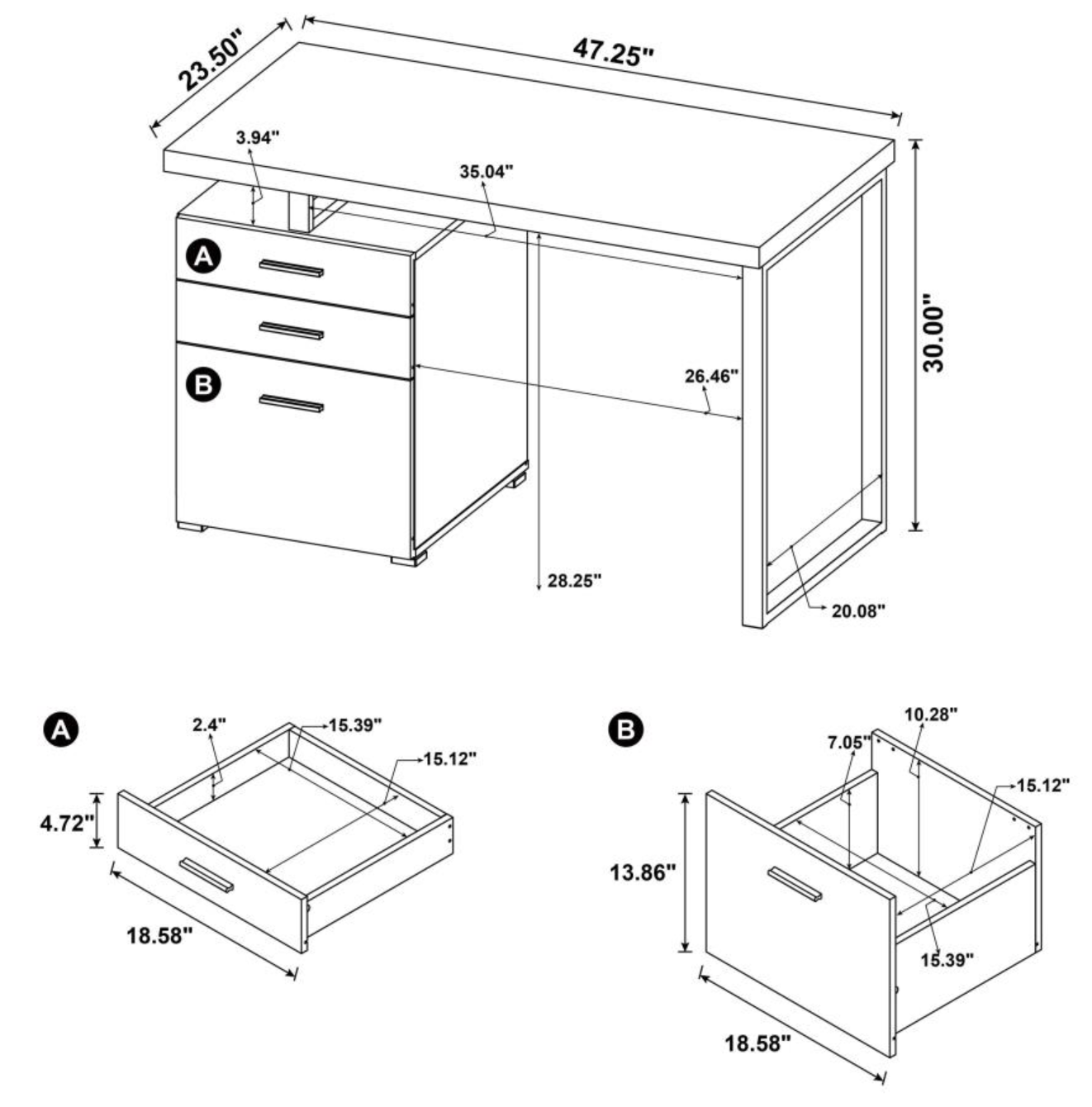 800519- Brennan 47-inch 3-drawer Office Computer Desk Cappuccino