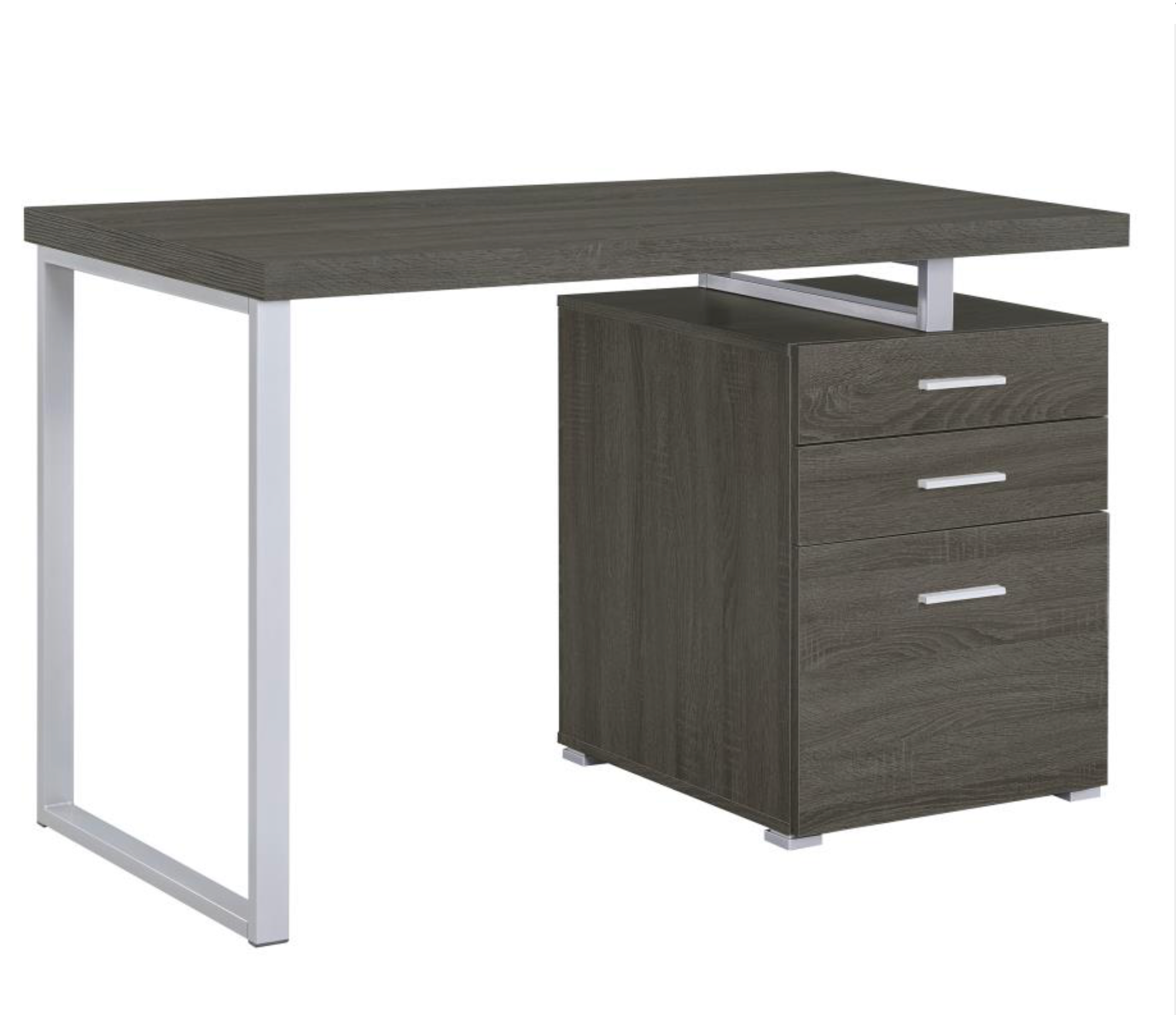 800520- Brennan 47-inch 3-drawer Office Computer Desk Weathered Grey