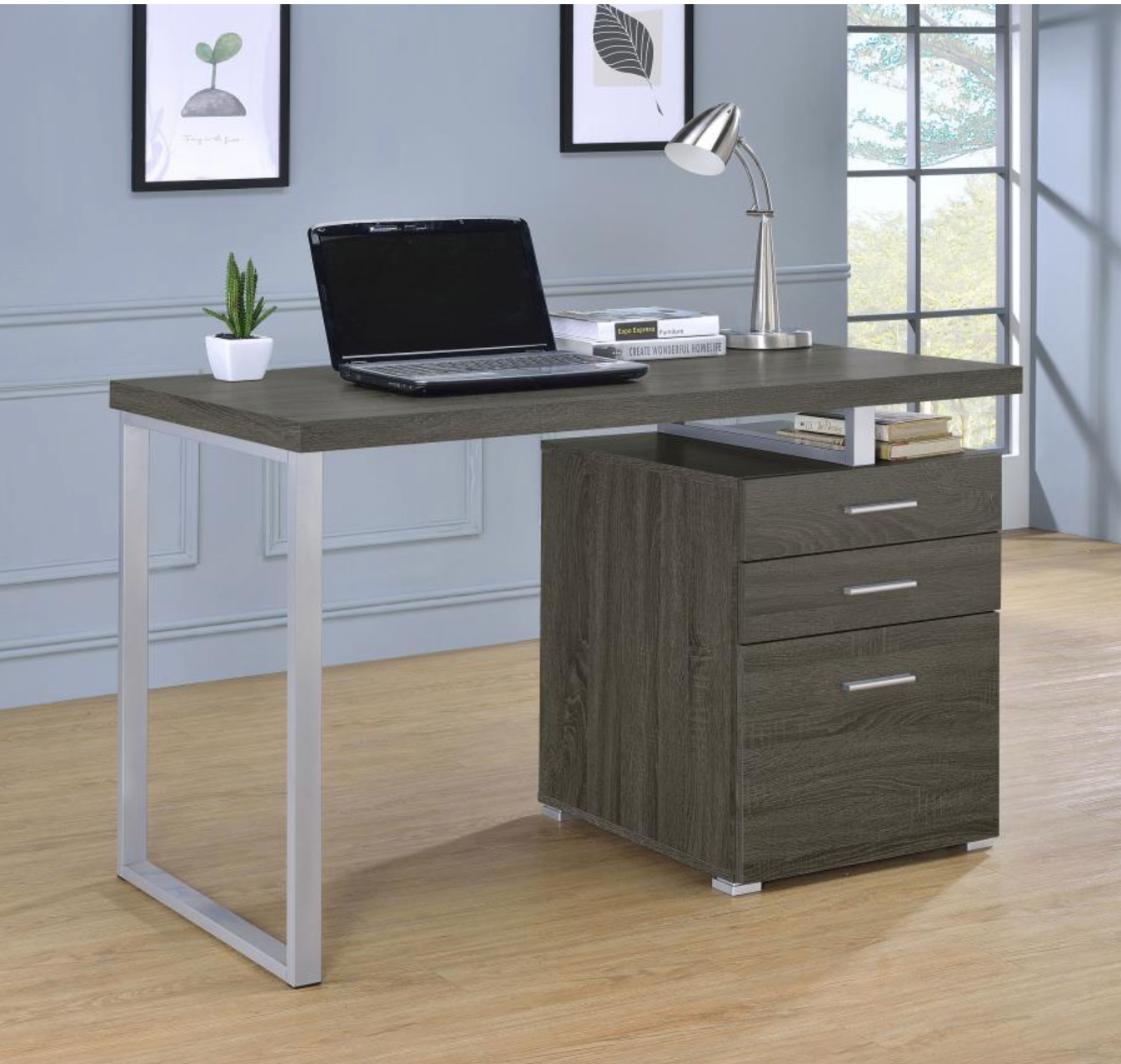 800520- Brennan 47-inch 3-drawer Office Computer Desk Weathered Grey