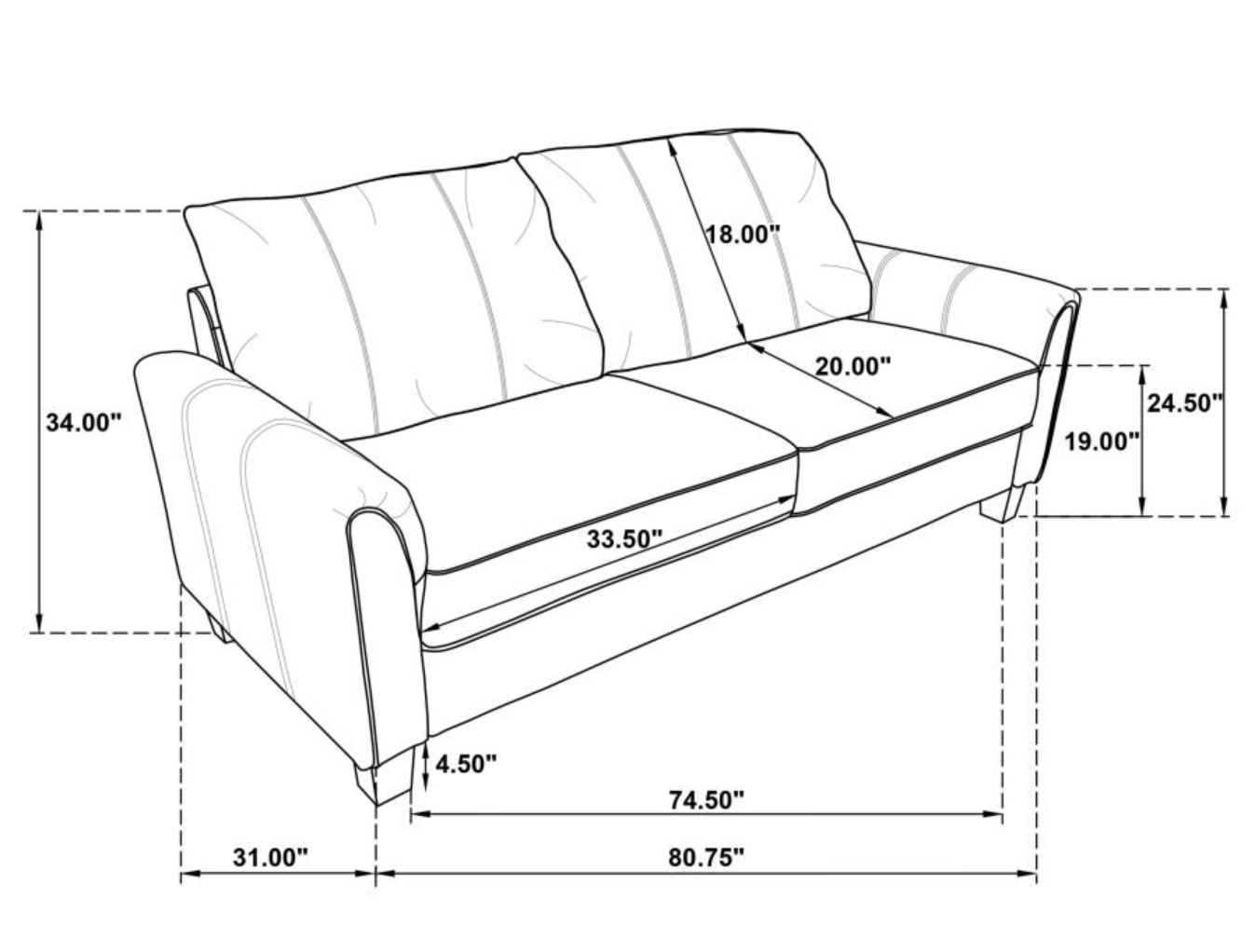 509634-Davis Upholstered Rolled Arm Sofa Grey
