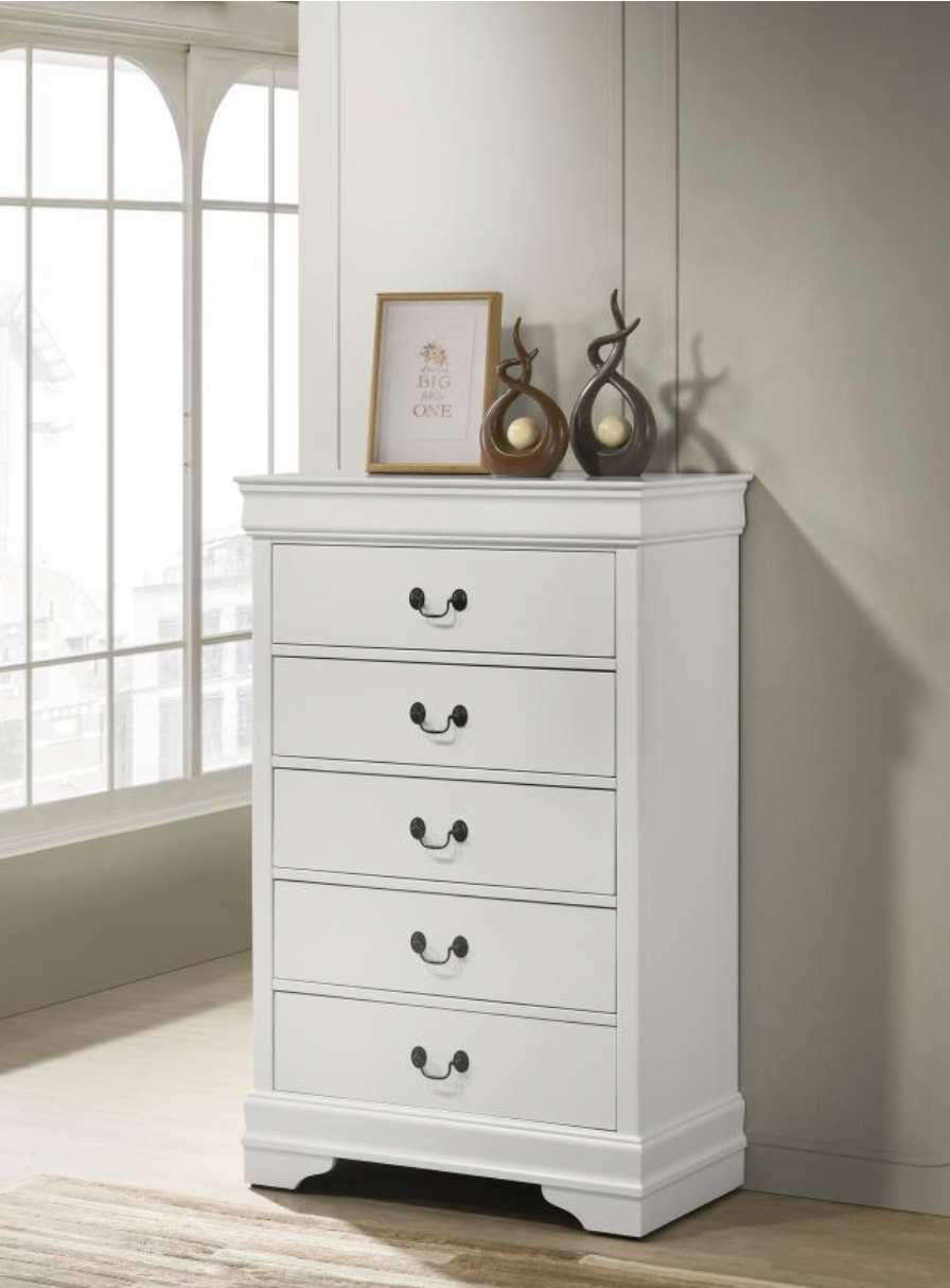 202445 - Louis Philippe 5-drawer Bedroom Chest White