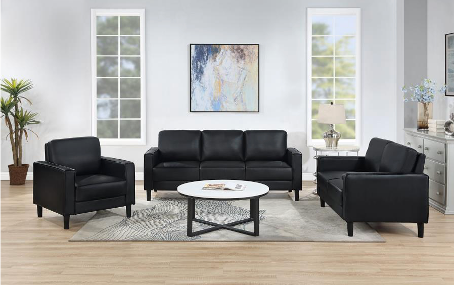508361 -Ruth Upholstered Track Arm Sofa Black
