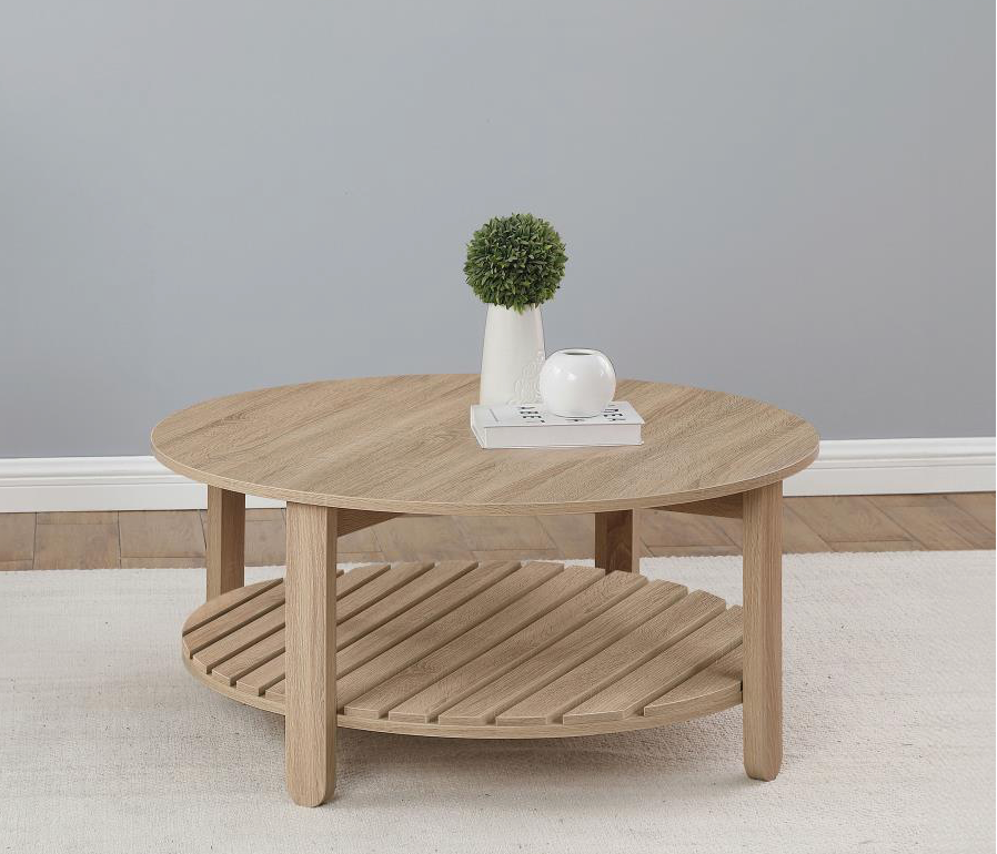 710288 -Fowler 1-shelf Round Engineered Wood Coffee Table Natural