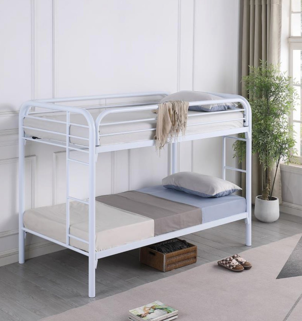 2256W -Morgan Metal Twin Over Twin Bunk Bed White