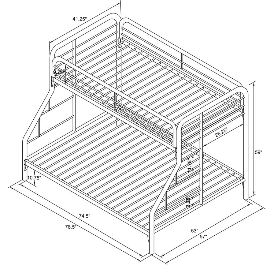 2258K -Morgan Metal Twin Over Full Bunk Bed Blac