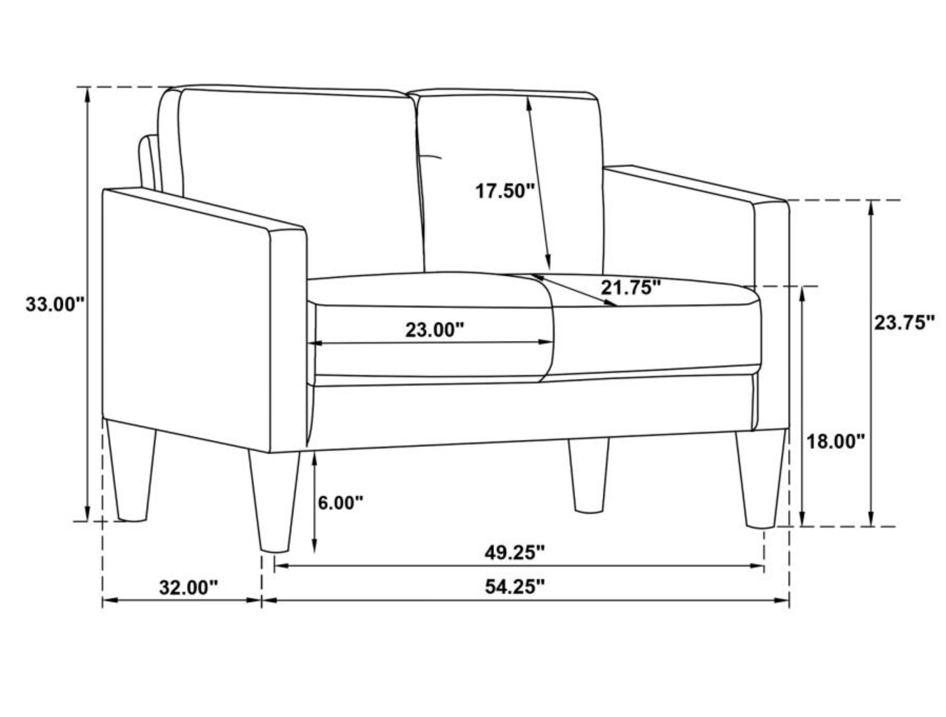 508362-Ruth Upholstered Track Arm Loveseat Black