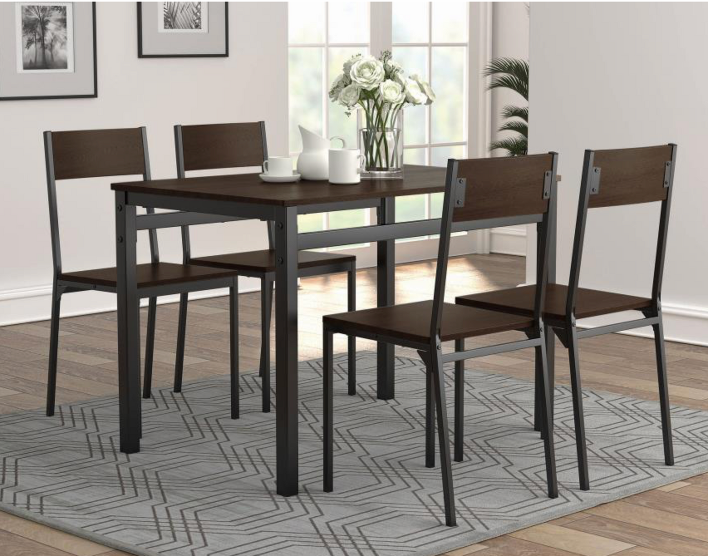 15050- Lana 5-piece Rectangular Dining Set Dark Brown and Black