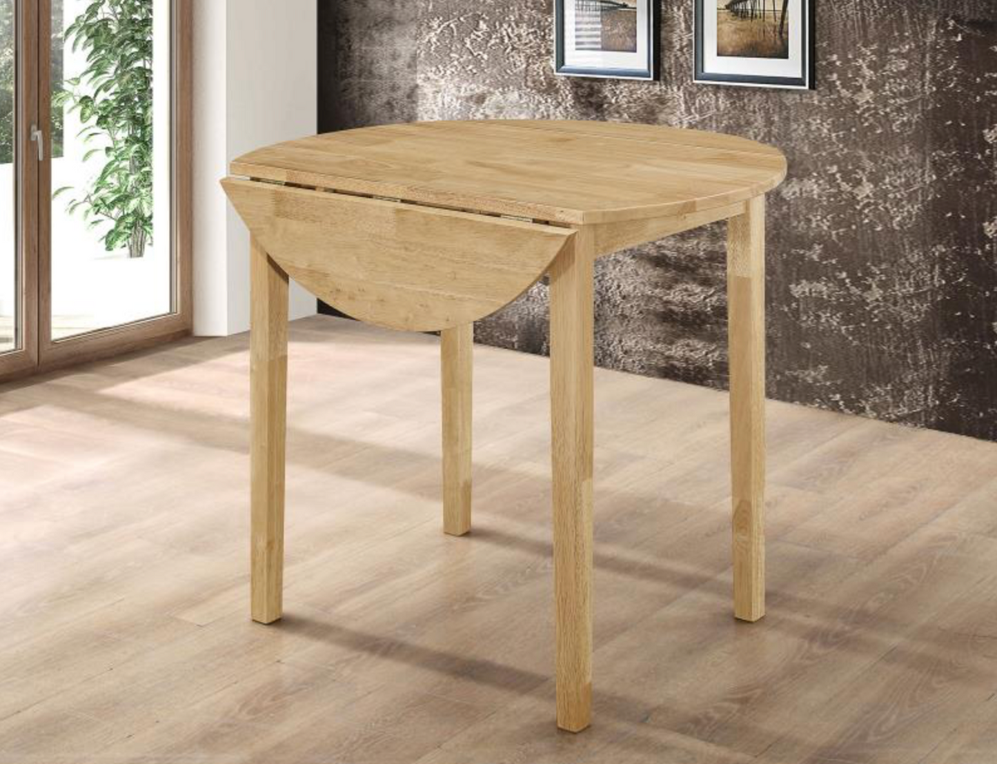 130006-3-piece Round Drop Leaf Dining Table Set Natural