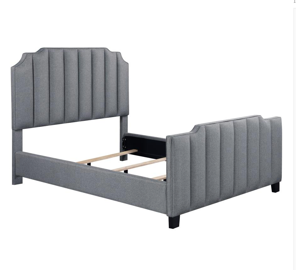 306029F -Fiona Upholstered Full Panel Bed Light Grey