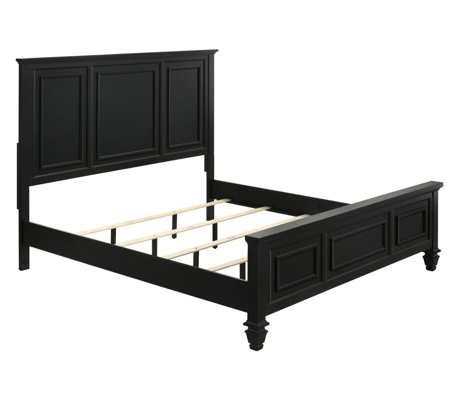 201321Q -Sandy Beach Wood Queen Panel Bed Black