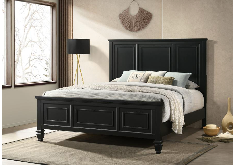 201321Q -Sandy Beach Wood Queen Panel Bed Black