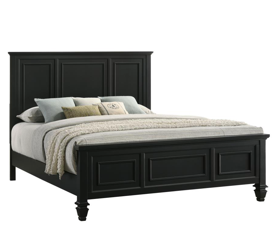 201321Q -Sandy Beach Wood Queen Panel Bed Black