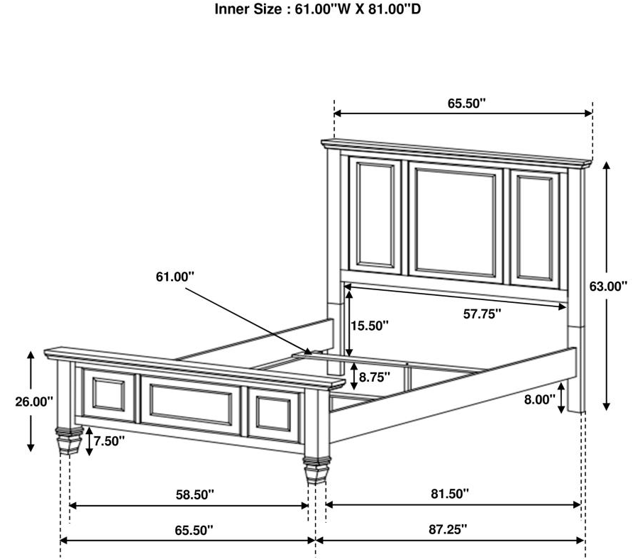 201321Q -Sandy Beach Wood Queen Panel Bed Black