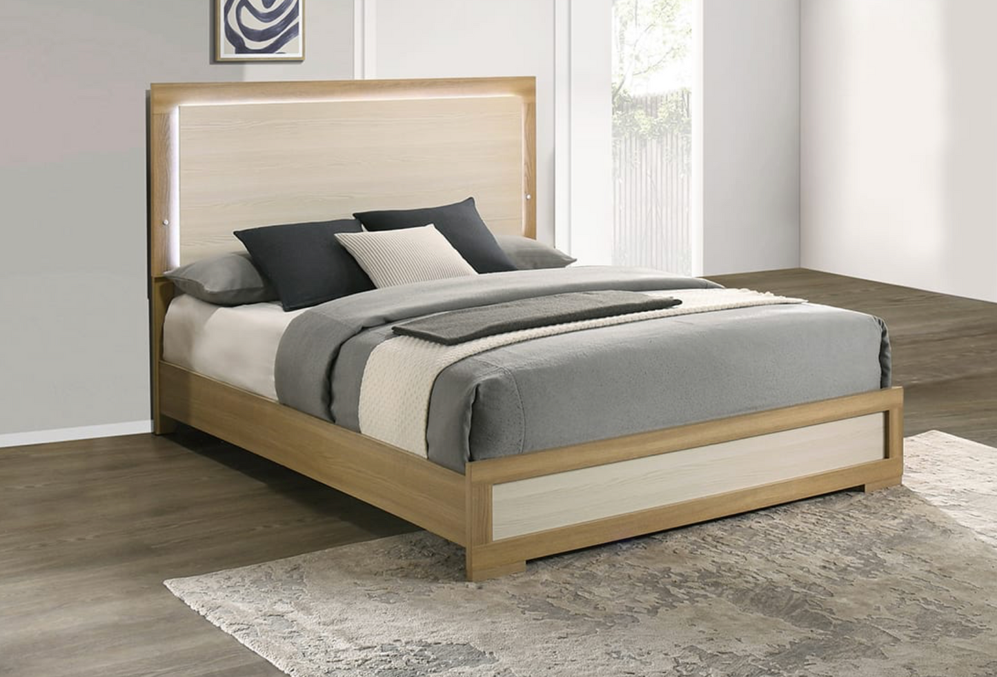 B780: White LED Headboard Bedroom Set 4PC