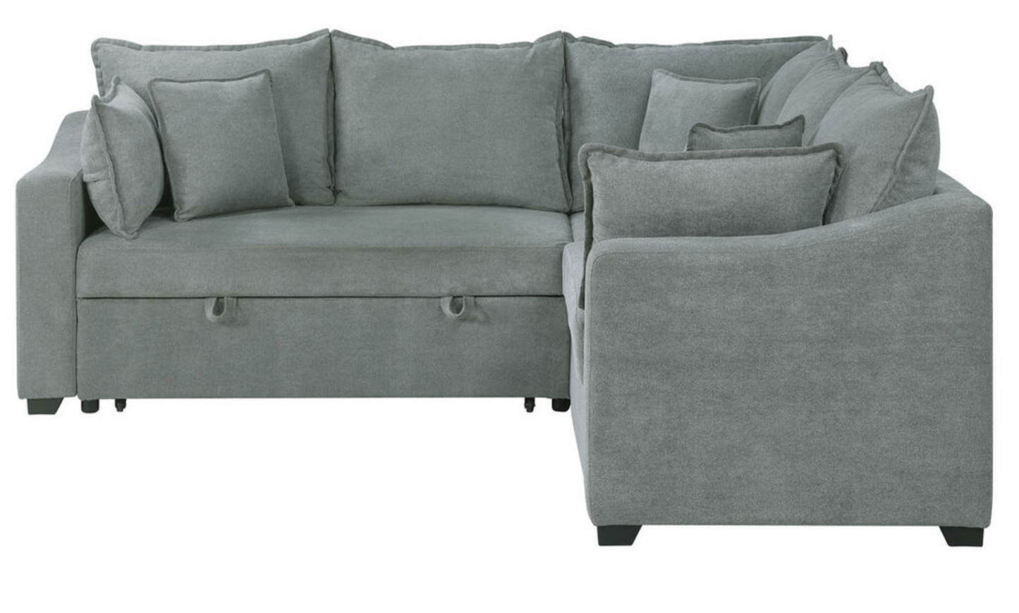 81452-Allen 92"W Gray Woven Sleeper Sectional Sofa with Throw Pillows