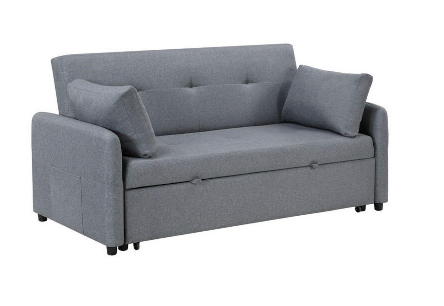 81630 Radella 69"W Gray Linen Convertible Sleeper Sofa with USB Ports, Power Sockets