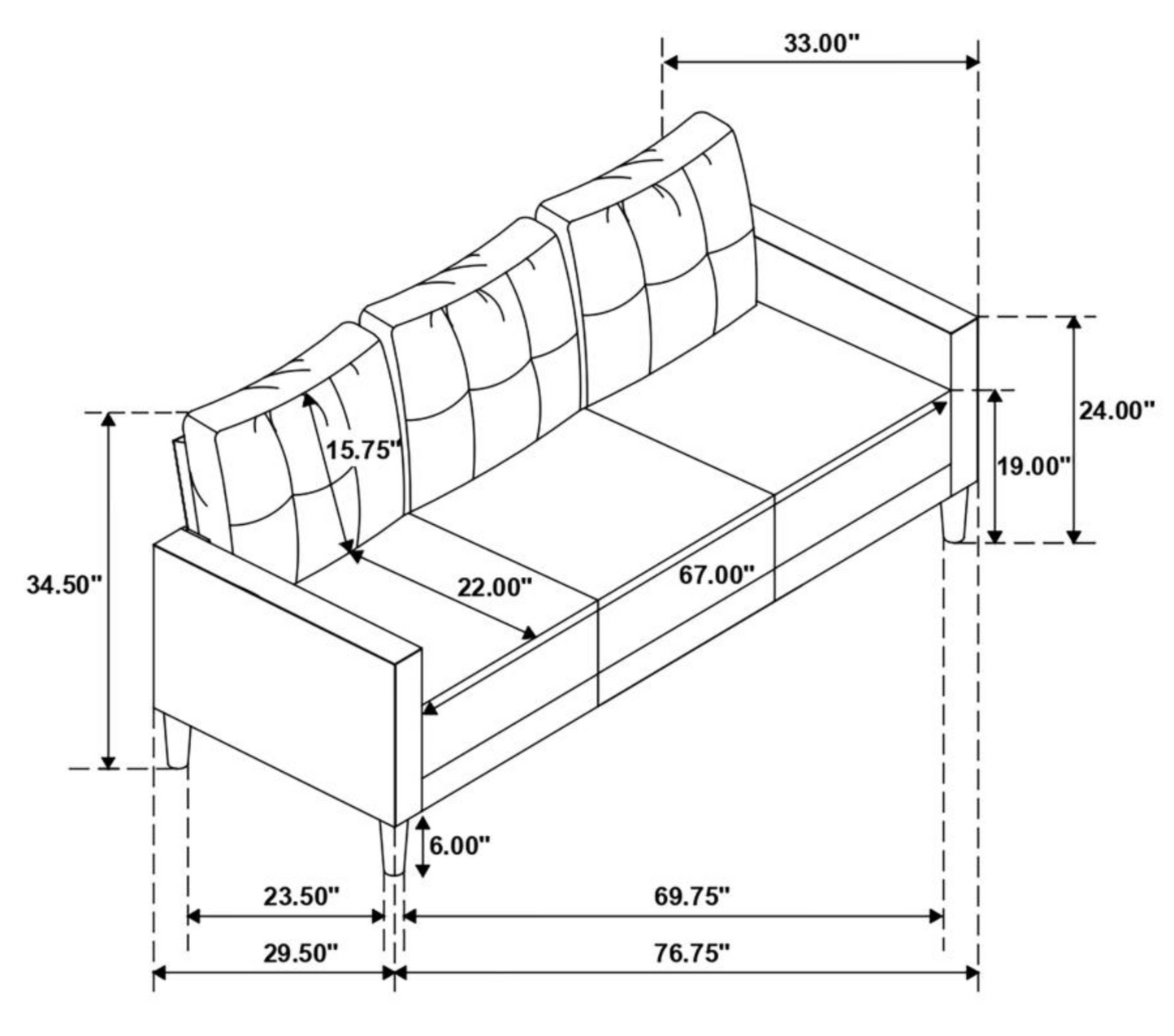506781-Bowen Upholstered Track Arm Tufted Sofa Grey