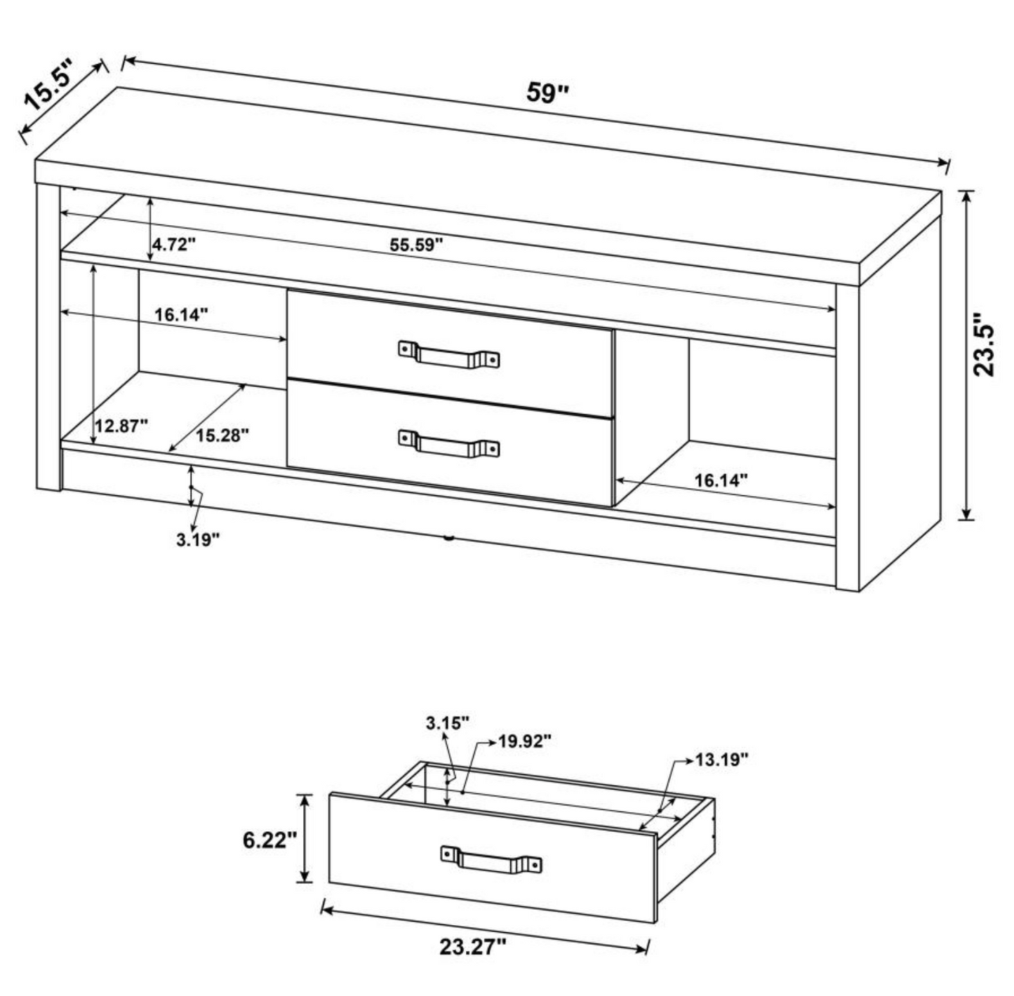 701024-SET -Burke 3-piece 59-inch TV Entertainment Center Grey Driftwood