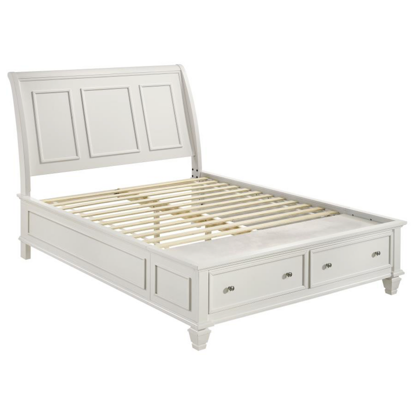 201309Q - Sandy Beach Wood Queen Storage Panel Bed Cream White