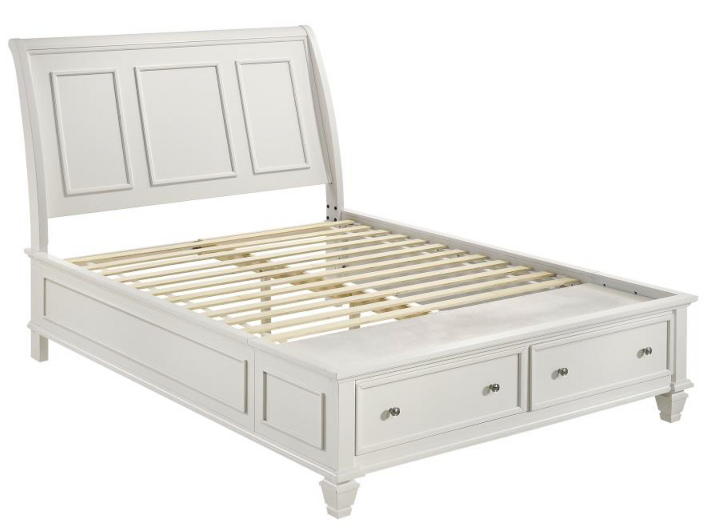 201309Q - Sandy Beach Wood Queen Storage Panel Bed Cream White