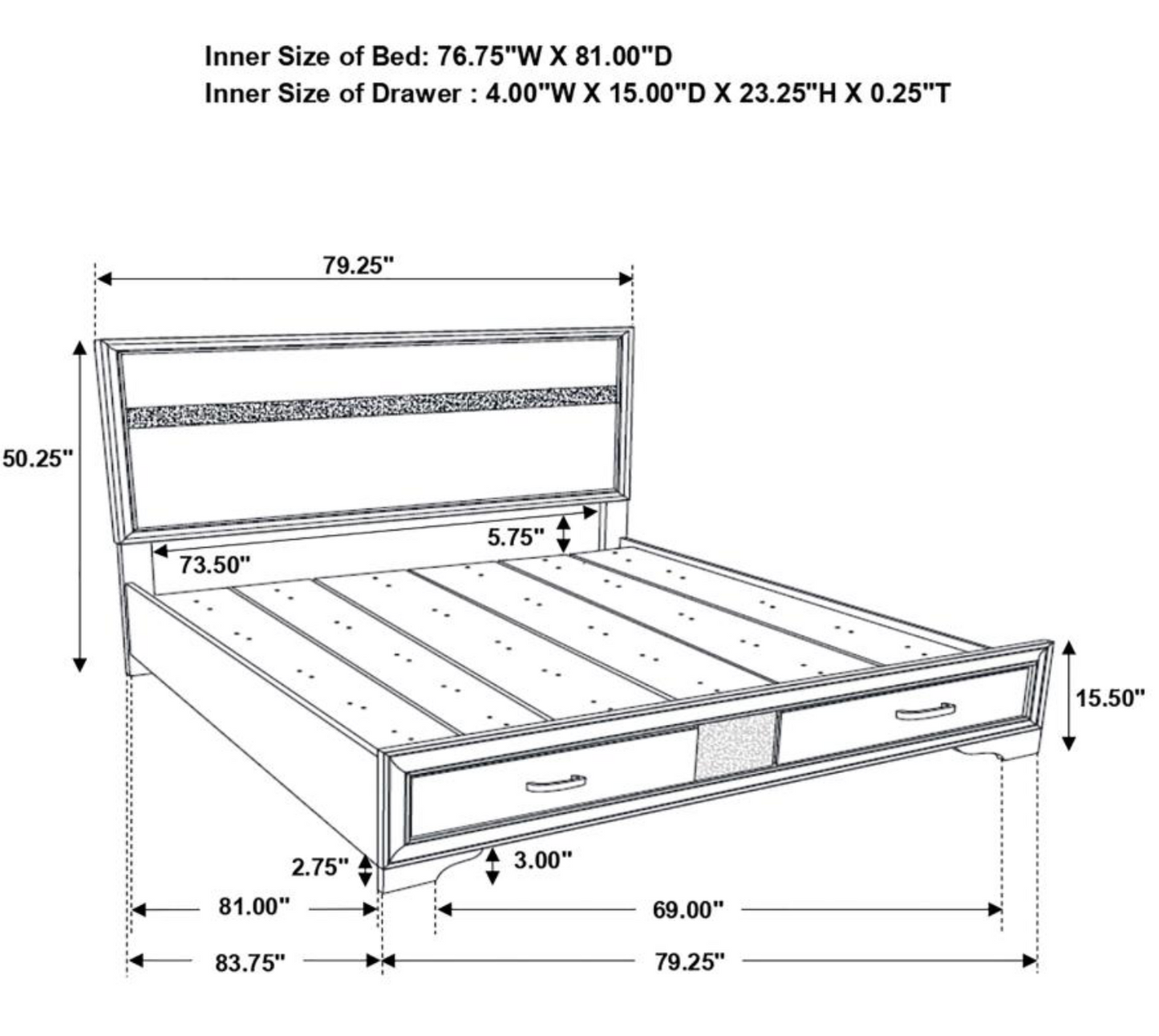 205111KE -Miranda Panel Bed White