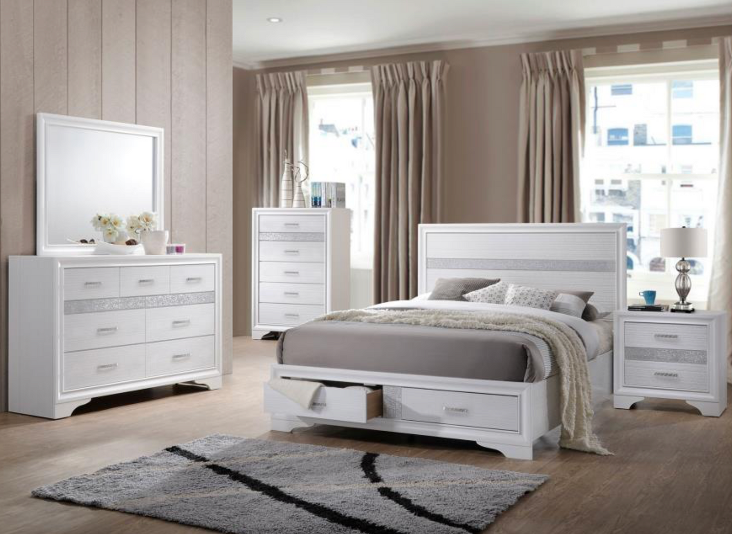 205111KE -Miranda Panel Bed White