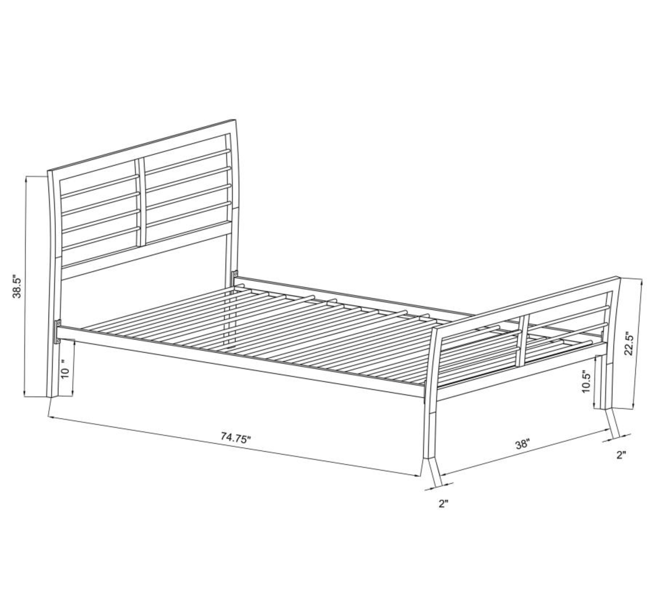 300201T- Cooper Metal Twin Open Frame Bed Silver