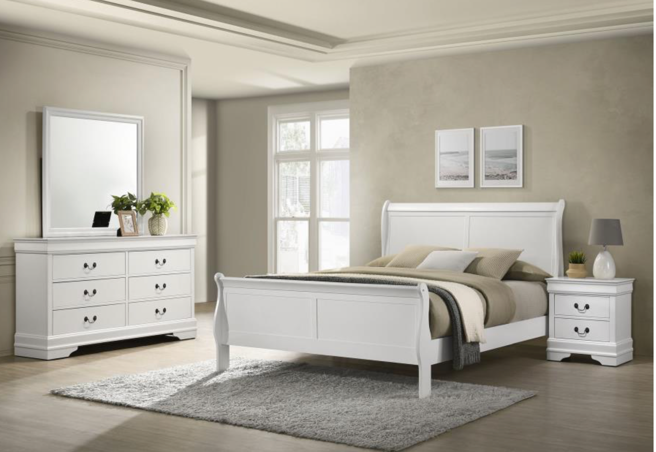 202441-S4 -Louis Philippe -piece Bedroom Set White