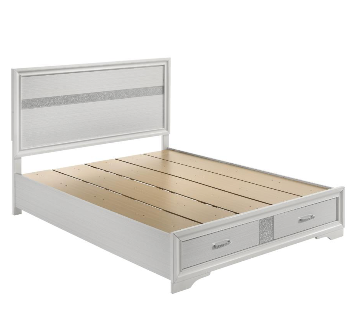 205111Q-Miranda 51-inch Wood Queen Storage Panel Bed White