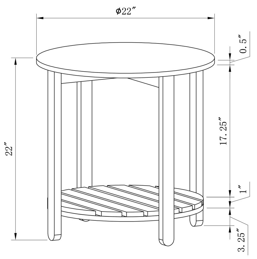 710288 -Fowler 1-shelf Round Engineered Wood Coffee Table Natural