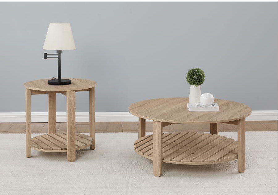 710288 -Fowler 1-shelf Round Engineered Wood Coffee Table Natural